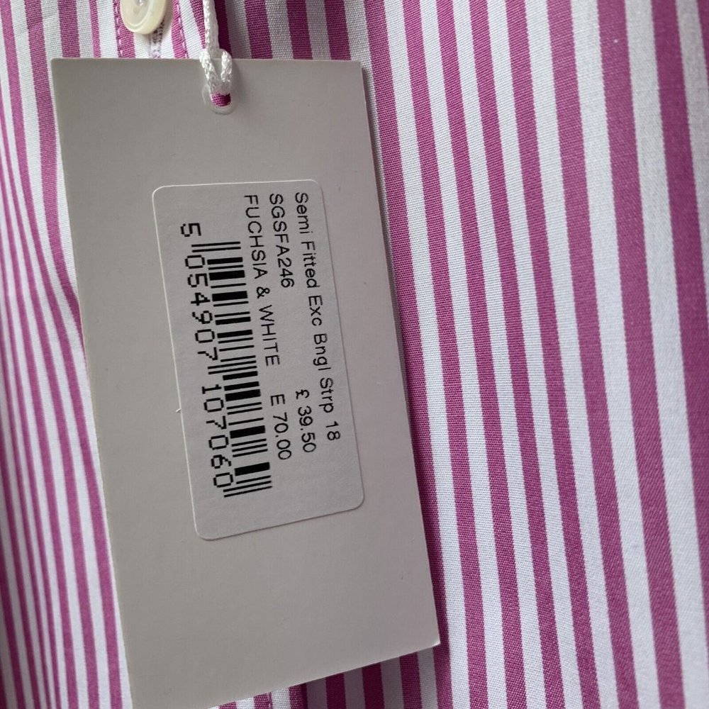 Hawes & Curtis Ladies Shirt Blouse Size 18 Pink Stripe Semi Fitted *NEW* - Picture 6 of 13